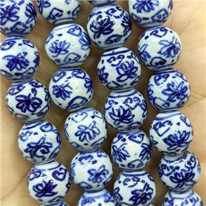 Porcelain Round Beads Blue, approx 12mm, 32pcs per st [PP10707]