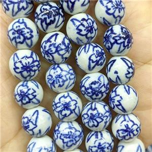Porcelain Round Beads Blue, approx 12mm, 32pcs per st [PP10708]