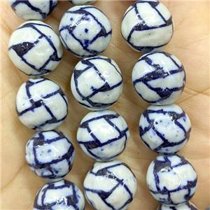 Porcelain Round Beads Blue, approx 14mm, 27pcs per st [PP10710]