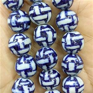 Porcelain Round Beads Blue, approx 14mm, 27pcs per st [PP10711]