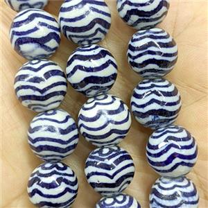 Porcelain Round Beads Blue Wave, approx 14mm, 27pcs per st [PP10712]