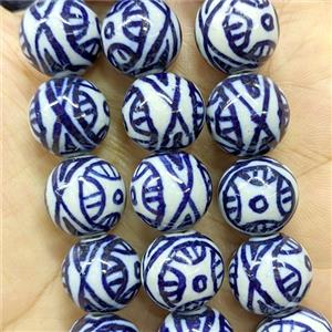 Porcelain Round Beads Blue, approx 14mm, 27pcs per st [PP10715]