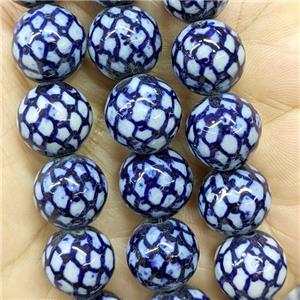 Porcelain Round Beads Blue, approx 14mm, 27pcs per st [PP10717]