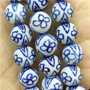 Porcelain Round Beads Blue, approx 14mm, 27pcs per st [PP10723]