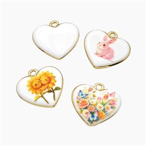 Porcelain Heart Pendant Painted Mixed Color, approx 17-19mm [PP10751]