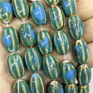 Blue Porcelain Barrel Beads, approx 13-20mm [PP10809]