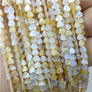 Yellow MOP Shell Heart Beads, approx 6.5mm [SHM0190-6.5MM]