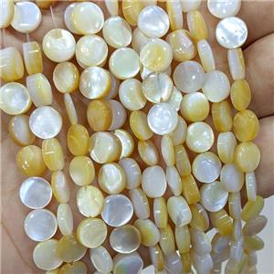 Yellow MOP Shell Coin Beads, approx 10mm [SHM0193-10MM]