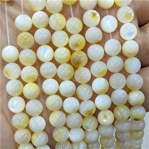 Yellow MOP Shell Beads Smooth Round, approx 7.8mm [SHM0194]