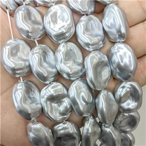 Baroque Style Pearlized Shell Beads Freeform Graysilver, approx 18-24mm [SHP10419]
