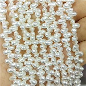 White Pearlized Shell Beads Freeform Topdrilled, approx 4-8mm [SHP10420]