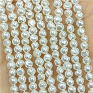 White Pearlized Shell Chips Beads Freeform, approx 4mm [SHP10424]