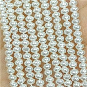 White Pearlized Shell Beads Smooth Rondelle, approx 4mm [SHP10425]