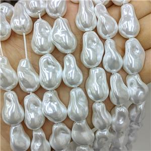 Baroque Style White Pearlized Shell Beads Freeform, approx 15-20mm [SHP10434]