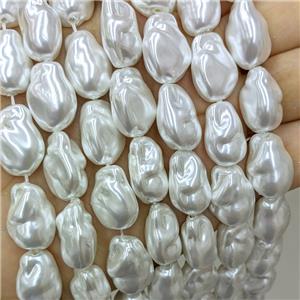 Baroque Style White Pearlized Shell Beads Freeform, approx 14-20mm [SHP10435]