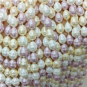 Baroque Style Pearlized Shell Beads Screw Teardrop Mixed Color, approx 10-13mm [SHP10436]