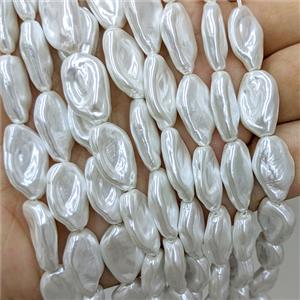Baroque Style Pearlized Shell Beads Freeform White Dye, approx 11-18mm [SHP10442]