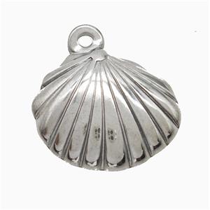 Raw Stainless Steel Scallop Shell Pendant, approx 16-20mm [SSB7242]