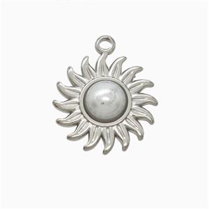 Stainless Steel Pendant, Platinum plated, approx 15mm [SSB7249]