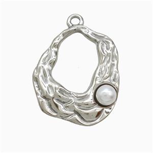 Stainless Steel Pendant, Platinum plated, approx 17-20mm [SSB7251]