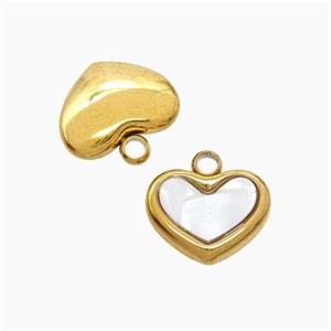 Stainless Steel Heart Pendant Pave Shell Gold Plated, approx 8-11mm [SSB7254]