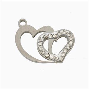 Raw Stainless Steel Star Pendant Pave Rhinestone, approx 15-18mm [SSB7283]