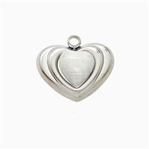 Raw Stainless Steel Heart Pendant Pave Resin, approx 12-16mm [SSB7299]
