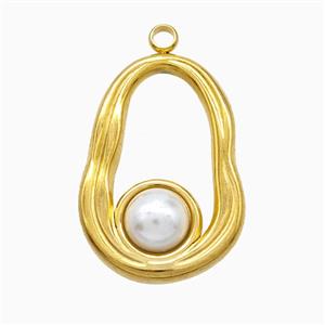 Stainless Steel Teardrop Pendant Pave Resin Gold Plated, approx 16-23mm [SSB7302]