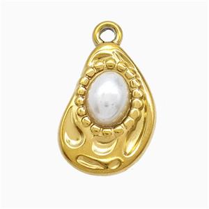 Stainless Steel Teardrop Pendant Pave Resin Gold Plated, approx 13-19mm [SSB7325]