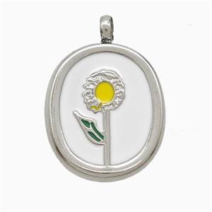 Raw Stainless Steel Flower Pendant Enamel, approx 16-19mm [SSB7326]