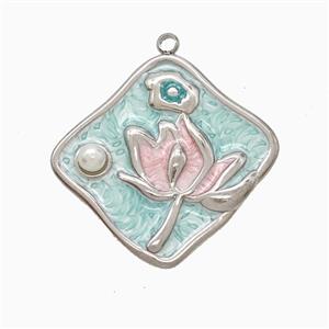 Raw Stainless Steel Flower Pendant Painted, approx 20-28mm [SSB7332]