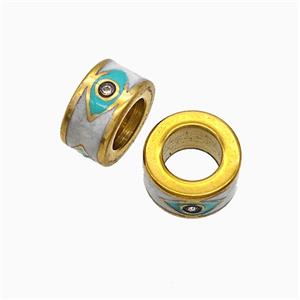Stainless Steel Tube Beads Enamel Large Hole Eye Gold Plated, approx 10mm, 5mm hole [SSB7347]