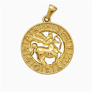 Stainless Steel Pendant, Gold Plated, approx 25mm [SSB7368]