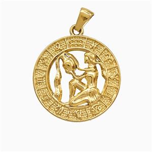 Stainless Steel Pendant, Gold Plated, approx 25mm [SSB7370]
