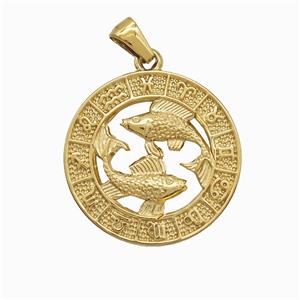 Stainless Steel Pendant, Gold Plated, approx 25mm [SSB7371]