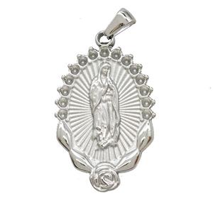 Raw Stainless Steel Virgin Mary Pendant, approx 20-30mm [SSB7396]