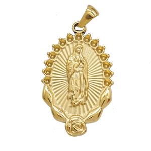 304 Stainless Steel Virgin Mary Pendant Gold Plated, approx 20-30mm [SSB7397]