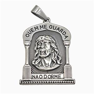 Raw 304 Stainless Steel Jesus Pendant Antique Silver, approx 31-37mm [SSB7399]
