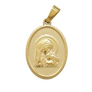 Stainless Steel Virgin Mary Pendant Gold Plated, approx 16-21mm [SSB7402]