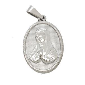 Raw Stainless Steel Virgin Mary Pendant Praying, approx 16-21mm [SSB7403]