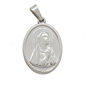 Raw Stainless Steel Virgin Mary Pendant Praying, approx 16-21mm [SSB7405]