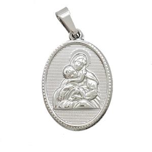 Raw Stainless Steel Virgin Mary Pendant, approx 16-21mm [SSB7411]