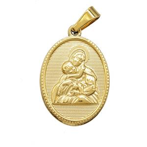 Stainless Steel Virgin Mary Pendant Gold Plated, approx 16-21mm [SSB7412]