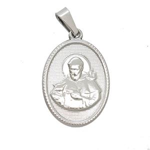 Raw Stainless Steel Saint Francis Pendant, approx 16-21mm [SSB7413]