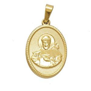 Stainless Steel Saint Francis Pendant Gold Plated, approx 16-21mm [SSB7414]