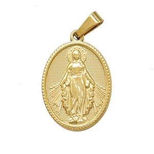 Stainless Steel Virgin Mary Medal Pendant Gold Plated, approx 16-21mm [SSB7416]