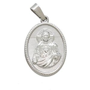 Raw Stainless Steel Saint Jude Medal Pendant, approx 16-21mm [SSB7417]