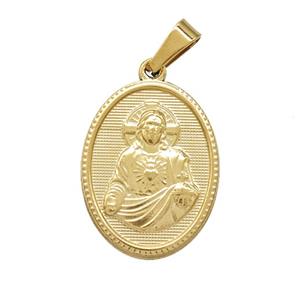 Stainless Steel Saint Jude Medal Pendant Gold Plated, approx 16-21mm [SSB7418]