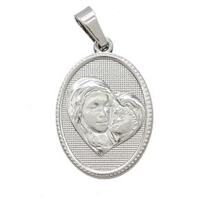 Raw Stainless Steel Virgin Mary Baby Pendant, approx 16-21mm [SSB7419]
