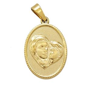 Stainless Steel Virgin Mary Baby Pendant Gold Plated, approx 16-21mm [SSB7420]
